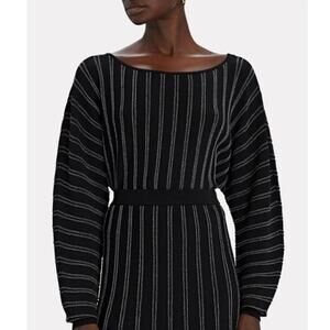 Intermix Jessa Metallic Striped Bateau Neck Dolman Sleeve Cropped Sweater XS